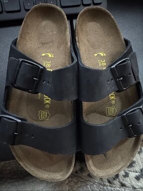 Birkenstock Black Double Buckle Suede Slide